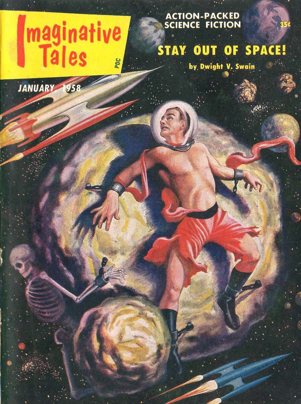 Comic Book Cover For Imaginative Tales v5 1 - Stay Out of Space! - Dwight V. Swain