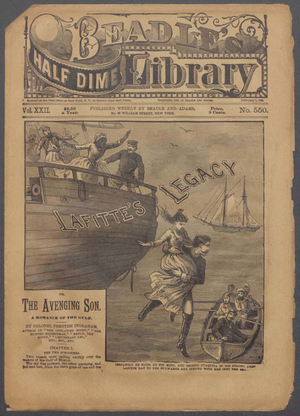 Book Cover For Beadle's Half Dime Library 550 - Lafitte's Legacy