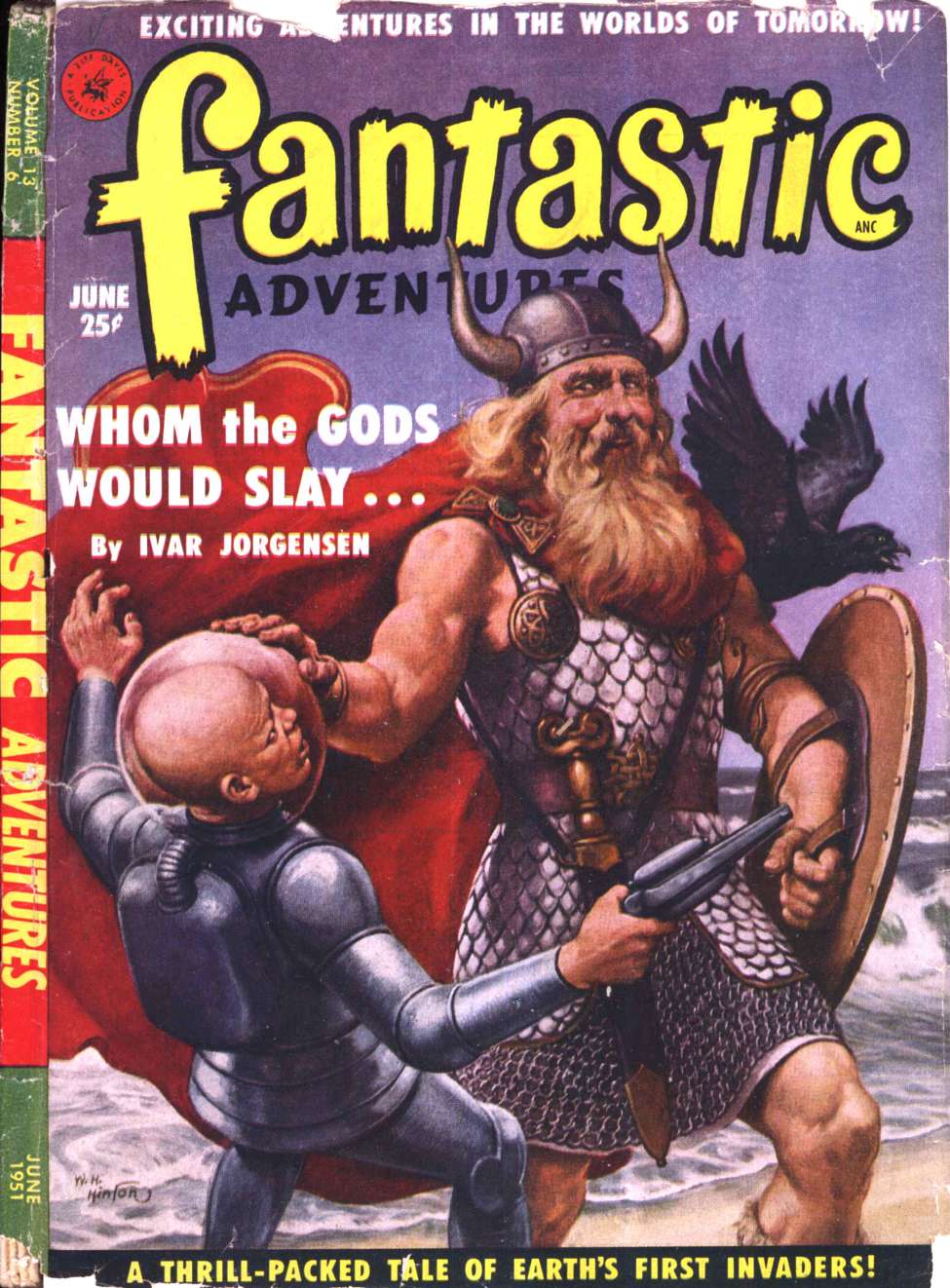 Book Cover For Fantastic Adventures v13 6 - Whom the Gods Would Slay - Ivar Jorgensen