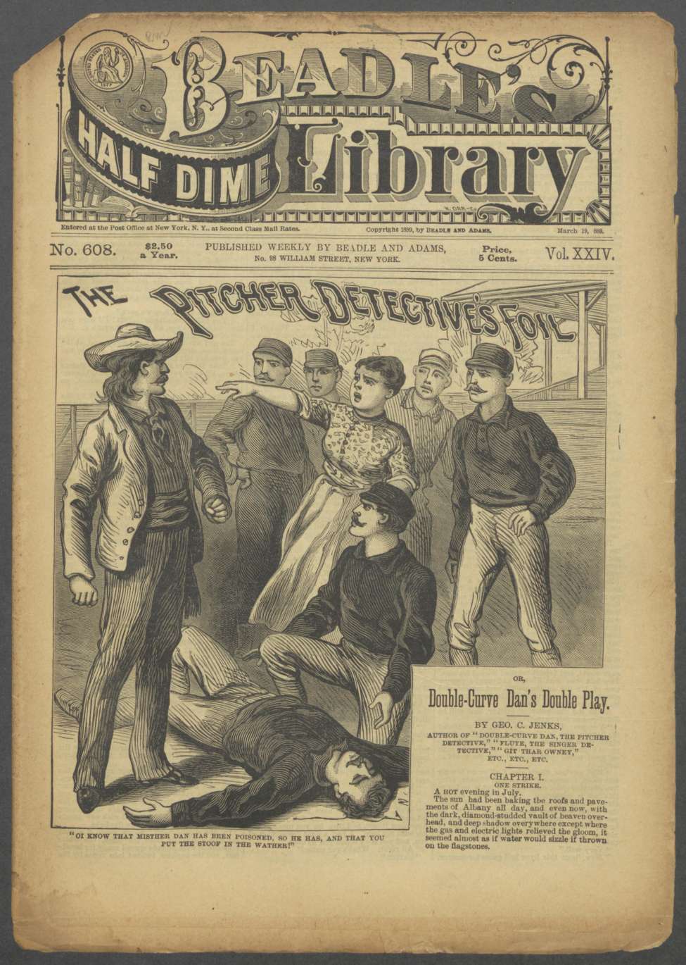 Book Cover For Beadle's Half Dime Library 608 - The Pitcher Detective's Foil