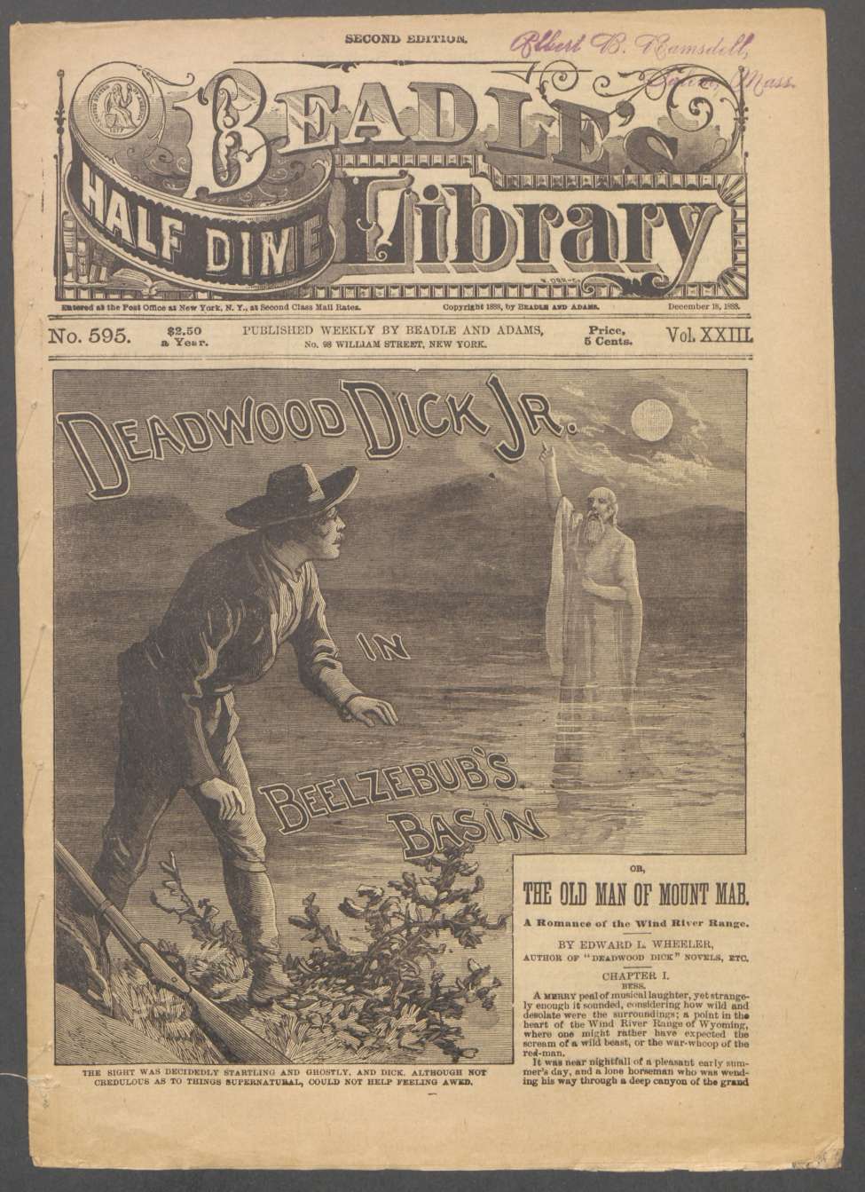 Book Cover For Beadle's Half Dime Library 595 - Deadwood Dick Jr. in Beelzebub's Basin