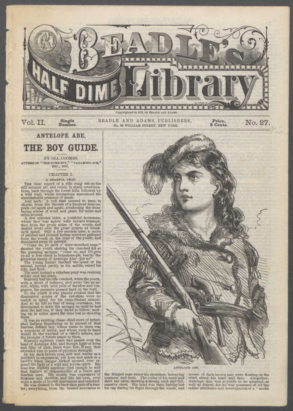 Book Cover For Beadle's Half Dime Library 27 - Antelope Abe, the Boy Guide