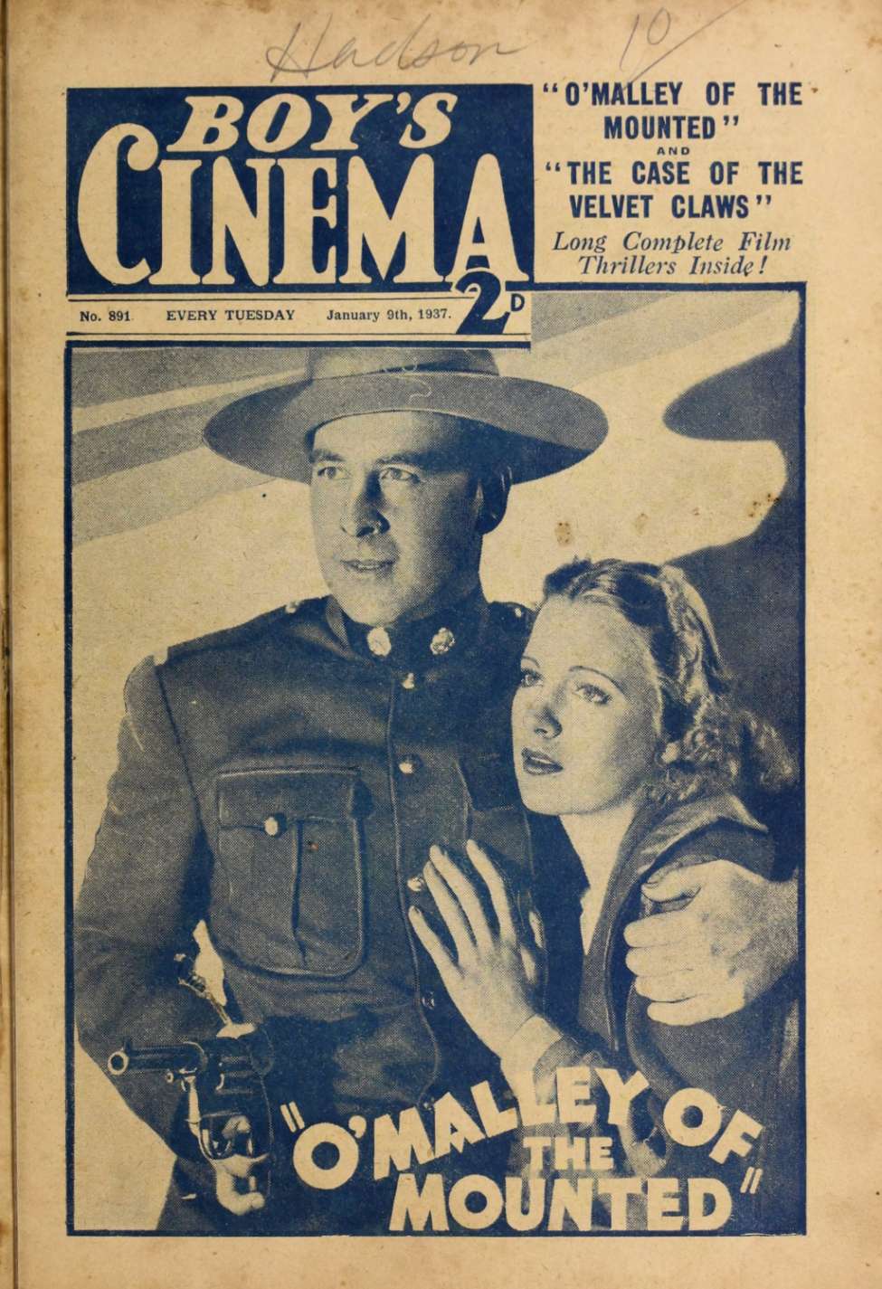 Comic Book Cover For Boy's Cinema 891 - O'Malley of the Mounted - George O'Brien