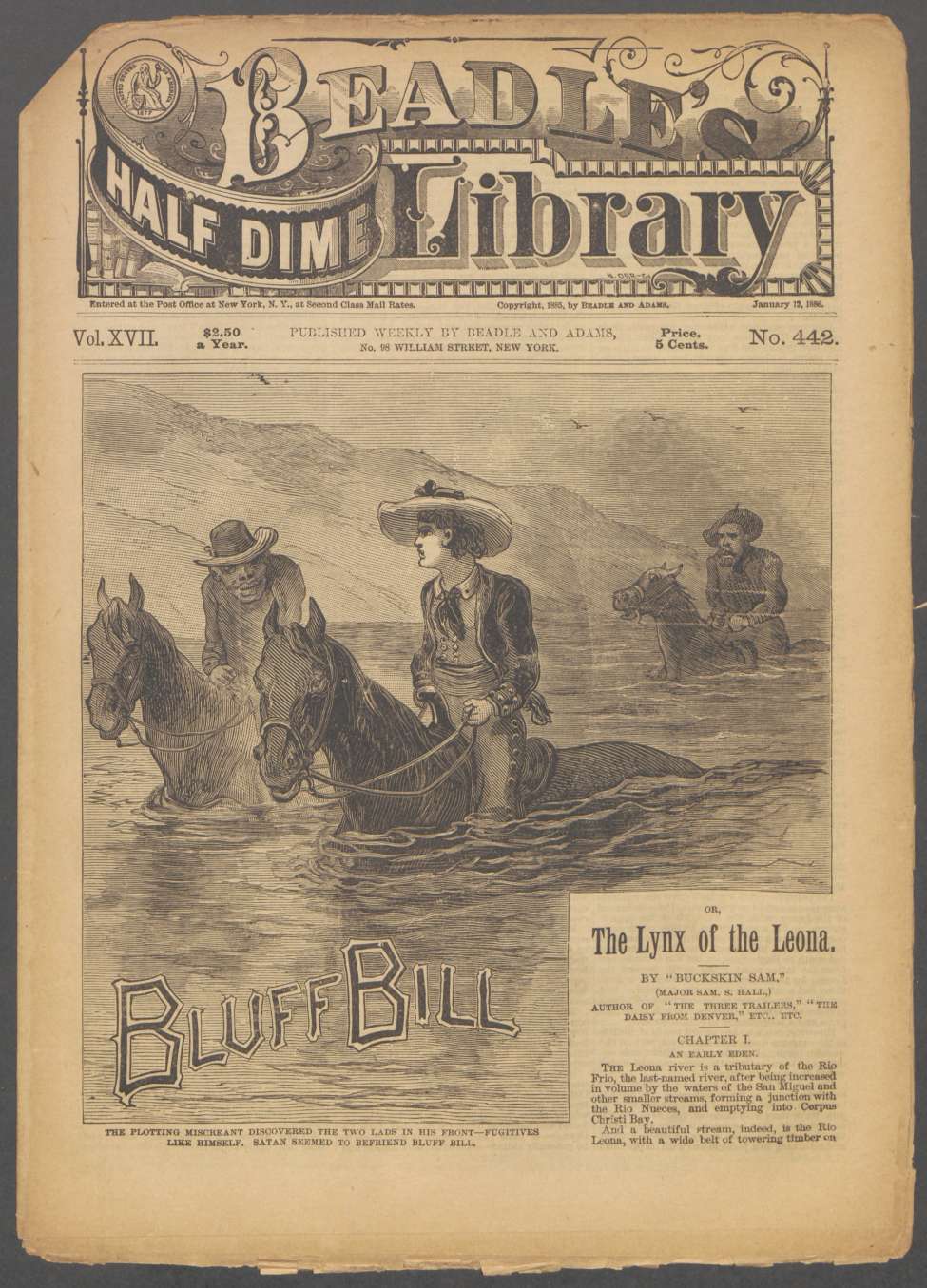 Book Cover For Beadle's Half Dime Library 442 - Bluff Bill