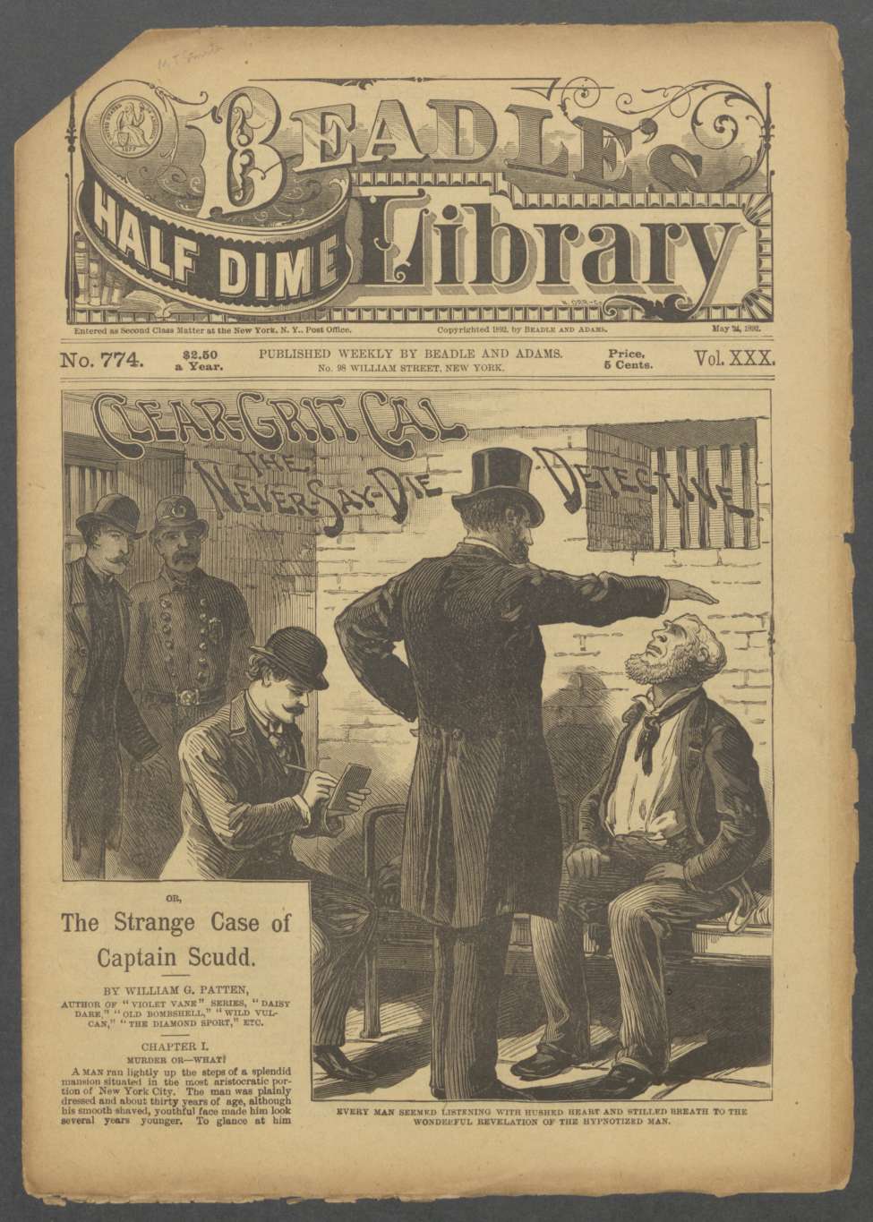 Book Cover For Beadle's Half Dime Library 774 - Clear-Grit Cal. the Never-Say-Die Detective