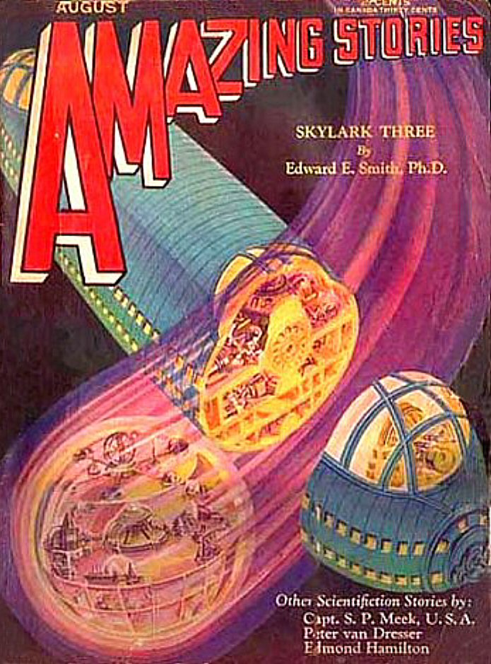 Book Cover For Amazing Stories v5 5 - Skylark Three - Edward E. Smith