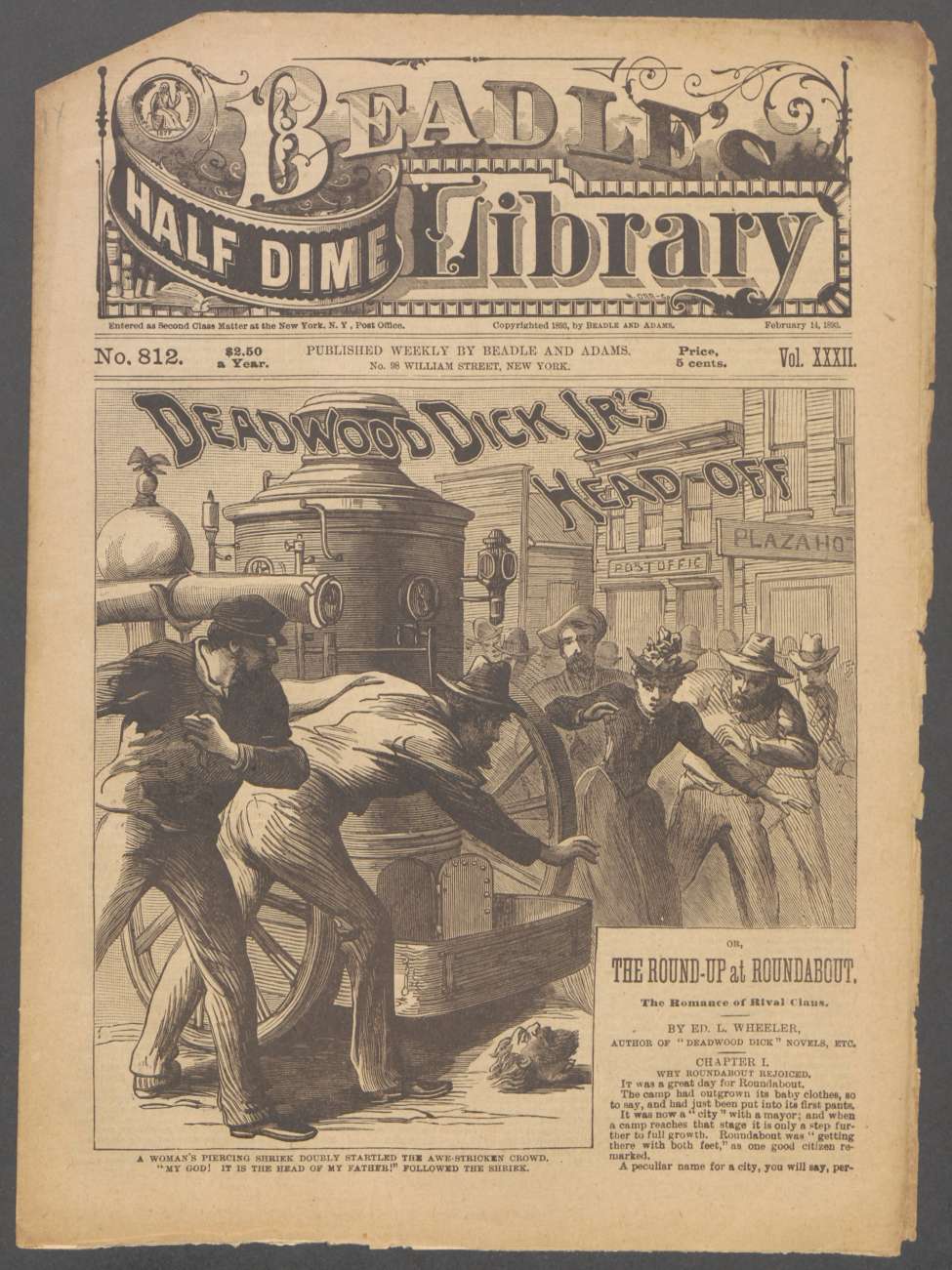 Book Cover For Beadle's Half Dime Library 812 - Deadwood Dick Jr.'s Head-Off