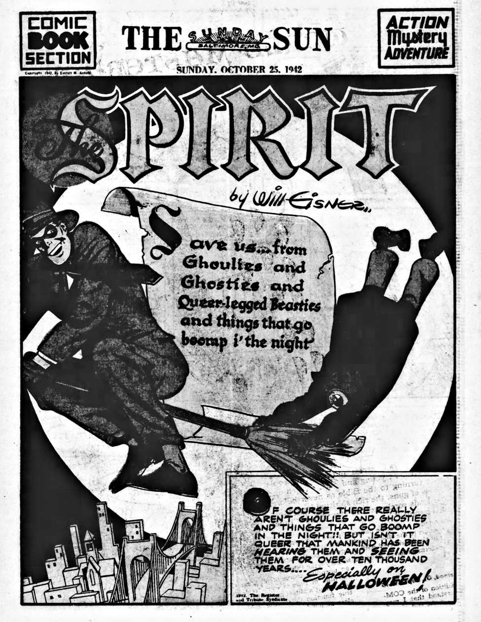 Comic Book Cover For The Spirit (1942-10-25) - Baltimore Sun (b/w)