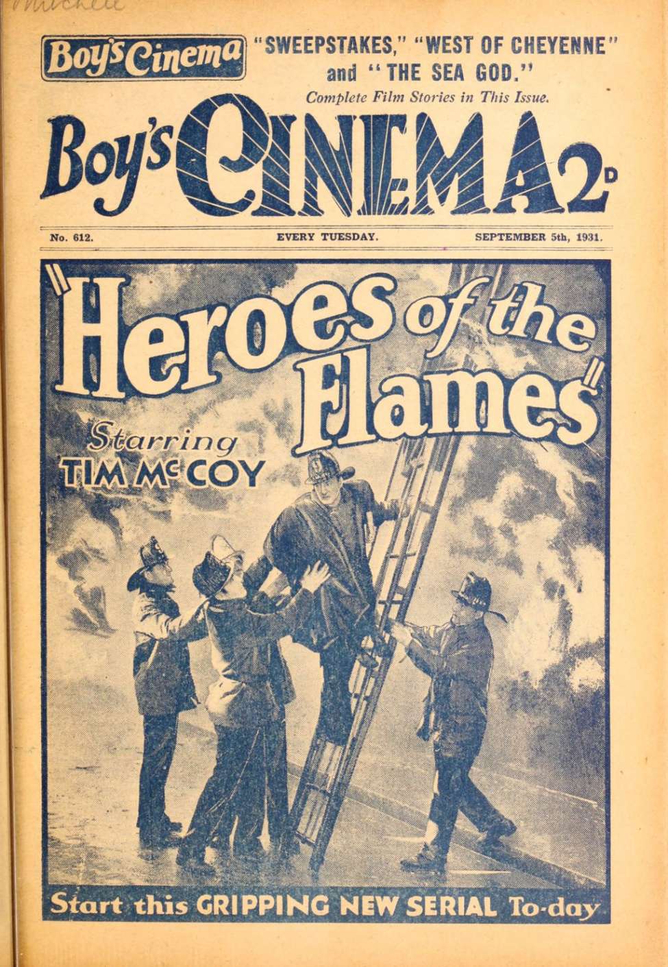 Comic Book Cover For Boy's Cinema 612 - Heroes of the Flames - Tim McCoy