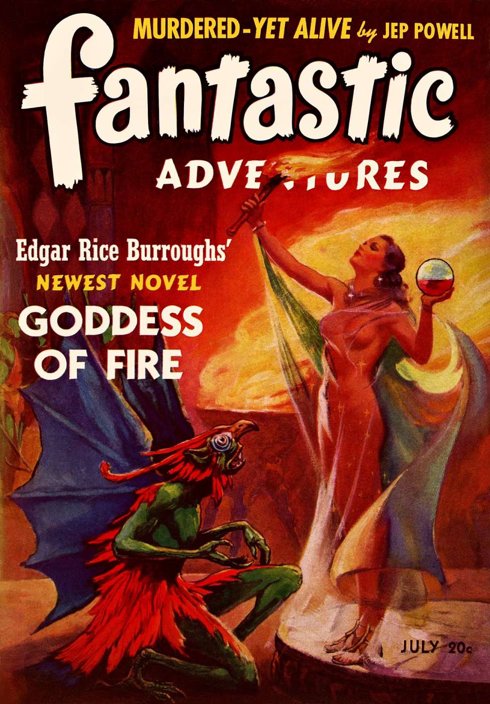 Book Cover For Fantastic Adventures v3 5 - Goddess of Fire - Edgar Rice Burroughs