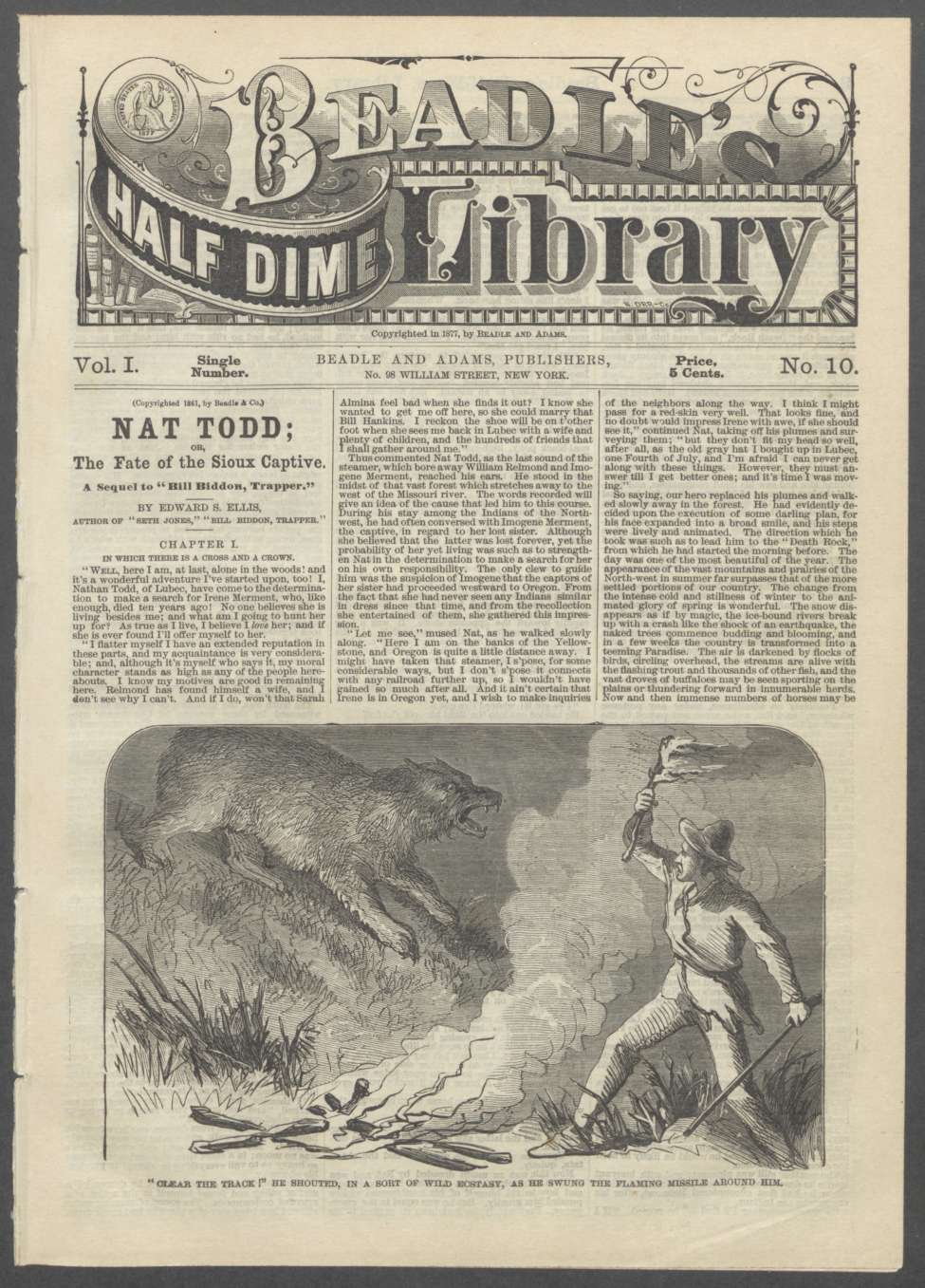 Book Cover For Beadle's Half Dime Library 10 - Nat Todd