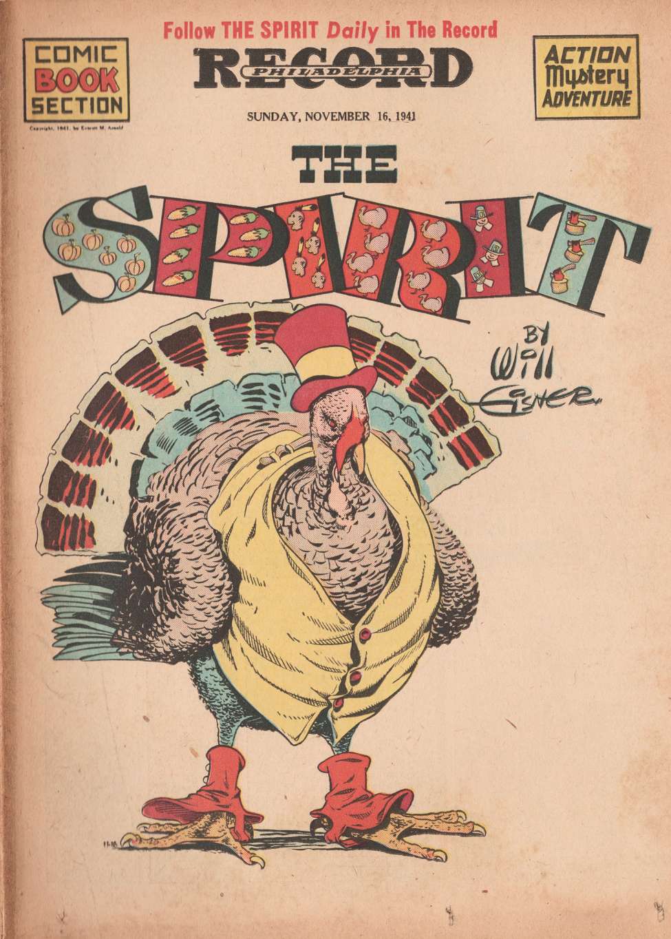 Comic Book Cover For The Spirit (1941-11-16) - Philadelphia Record