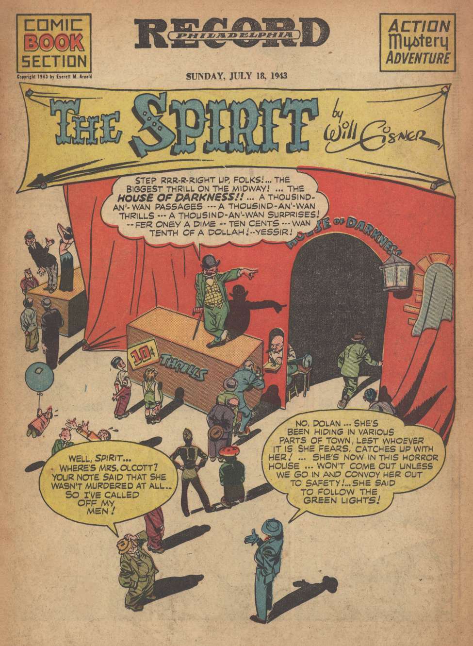 Comic Book Cover For The Spirit (1943-07-18) - Philadelphia Record