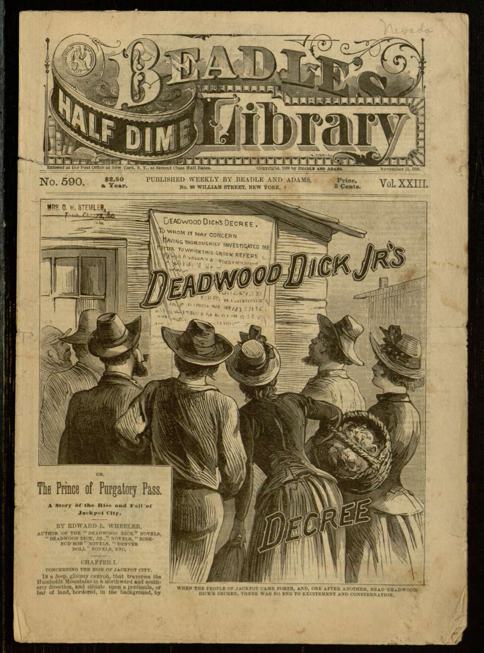 Book Cover For Beadle's Half Dime Library 590 - Deadwood Dick Jr.'s Decree