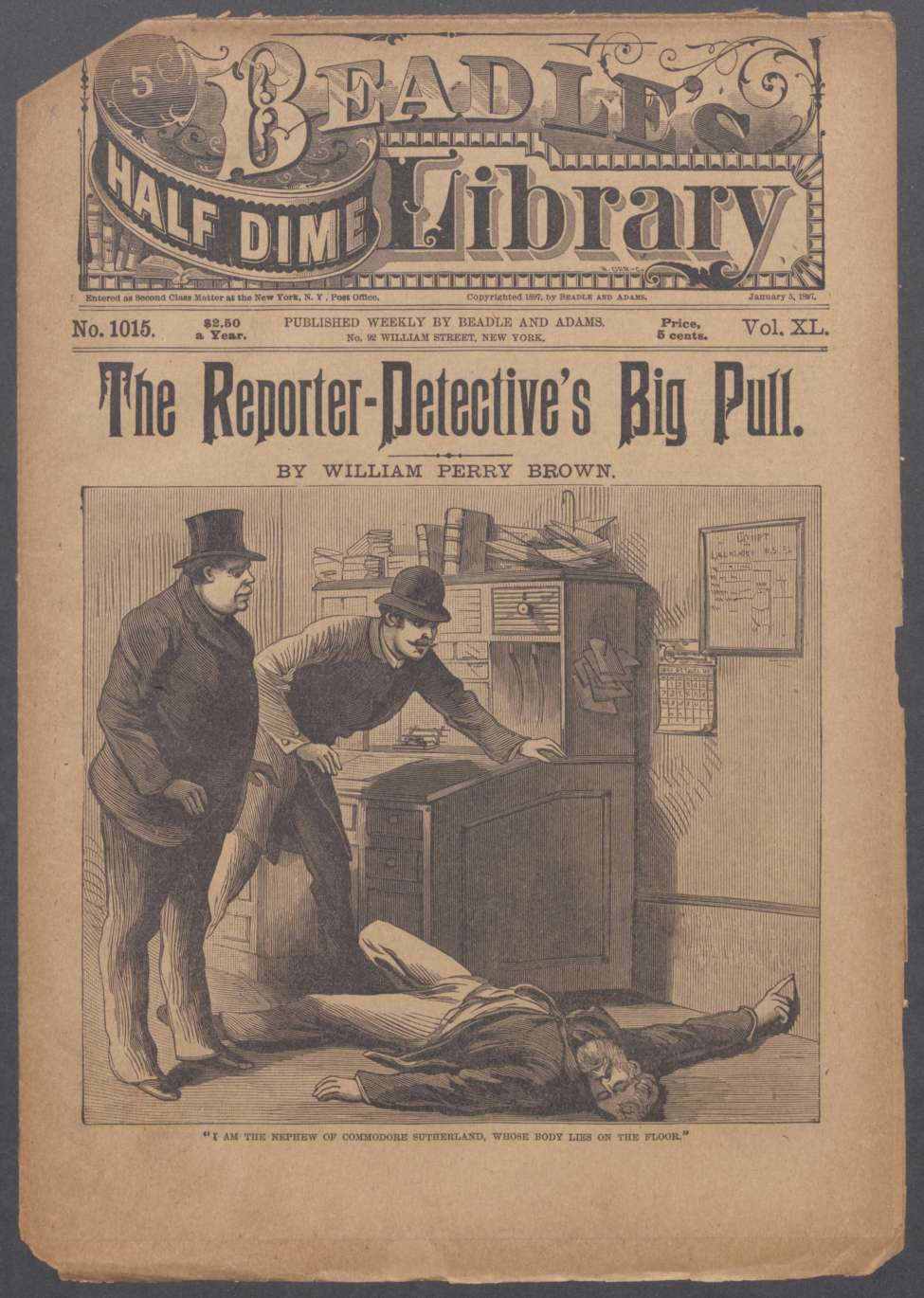 Book Cover For Beadle's Half Dime Library 1015 - The Reporter-Detective's Big Pull