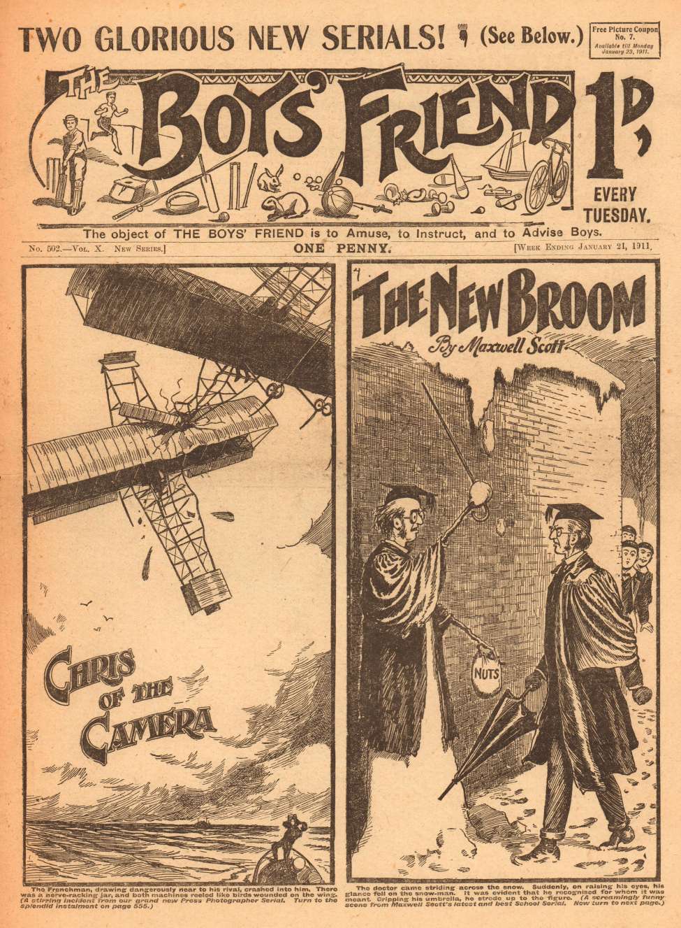 Comic Book Cover For The Boys' Friend 502 - The New Broom & Chris of the Camera