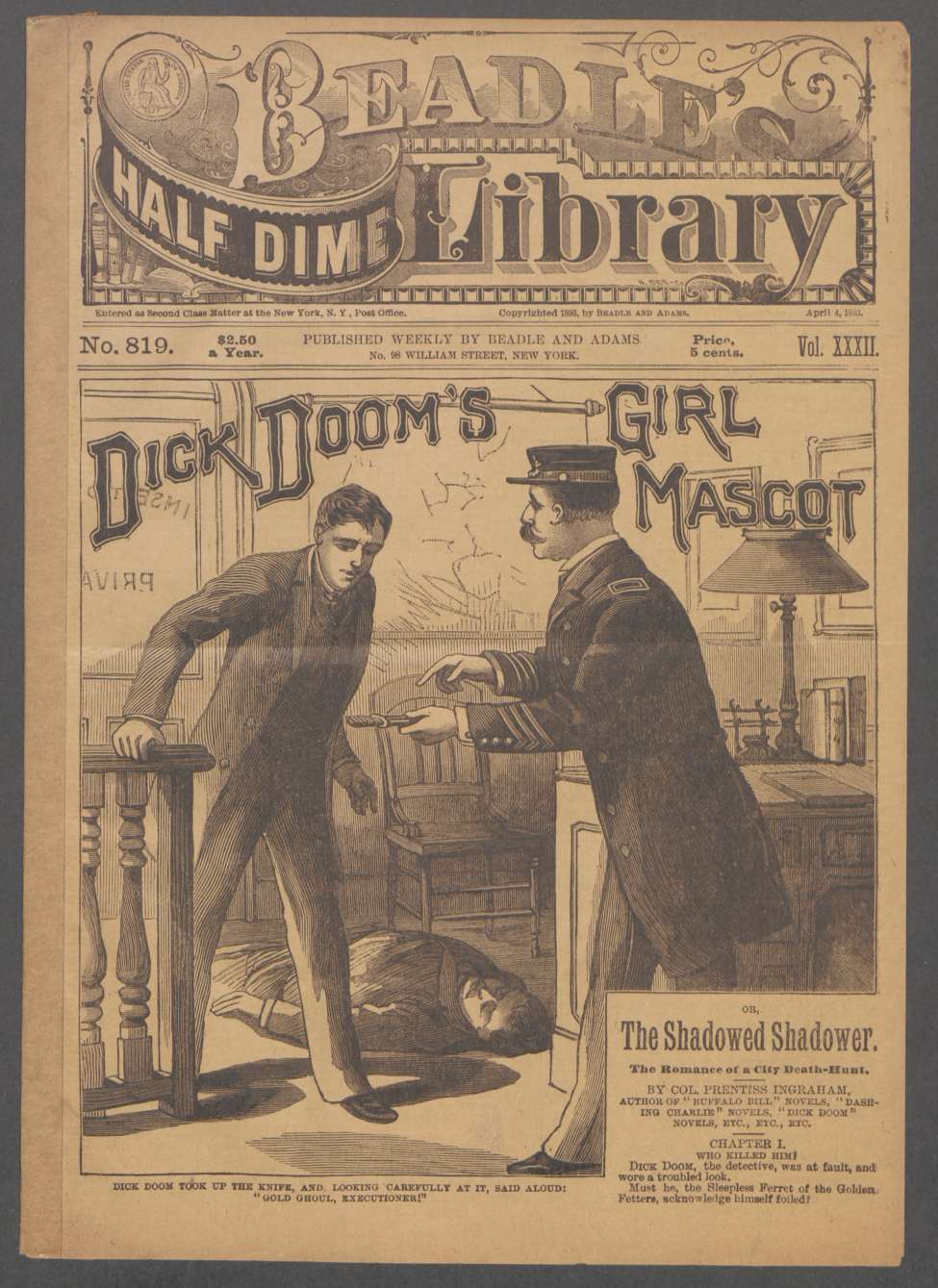 Book Cover For Beadle's Half Dime Library 819 - Dick Doom's Girl Mascot