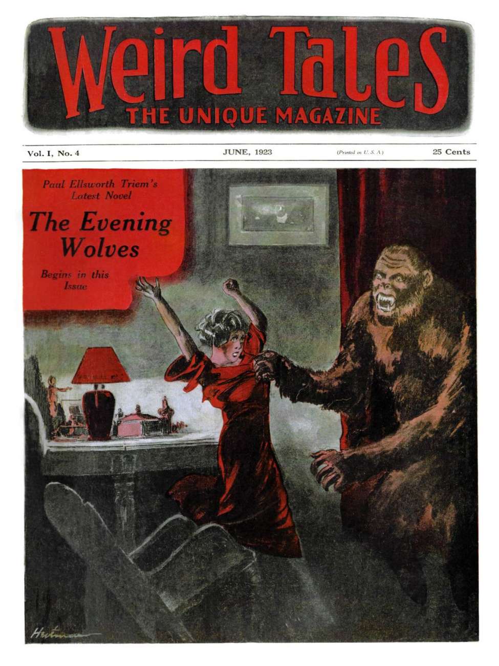 Book Cover For Weird Tales v1 4 - The Evening Wolves - Paul Ellsworth Triem