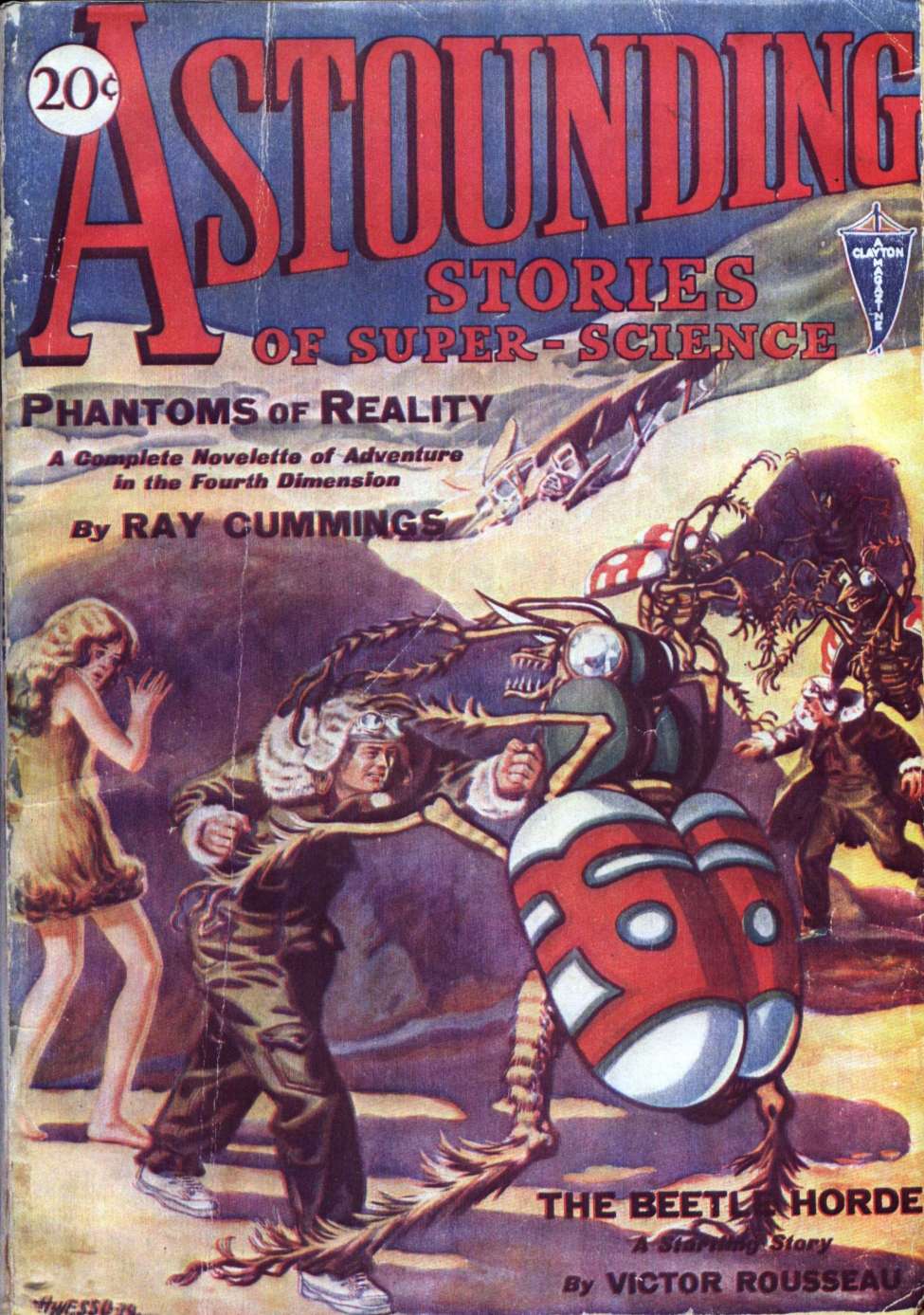 Comic Book Cover For Astounding Serial - The Beetle Horde - V Rousseau