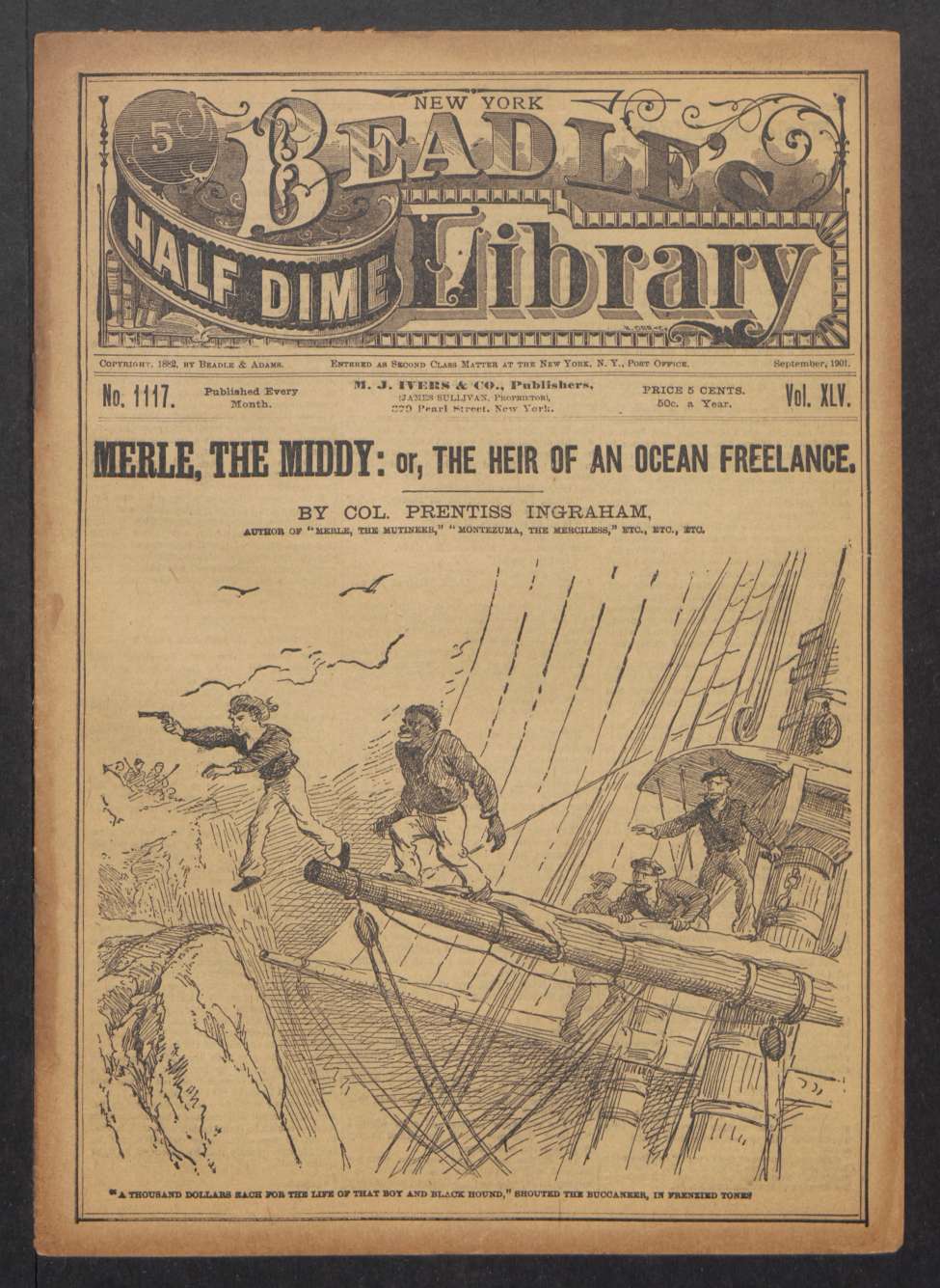 Book Cover For Beadle's Half Dime Library 1117 - Merle, the Middy