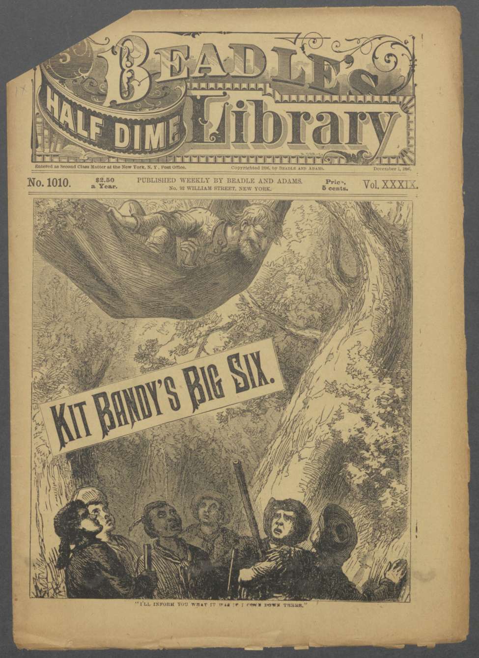 Book Cover For Beadle's Half Dime Library 1010 - Kit Bandy's Big Six