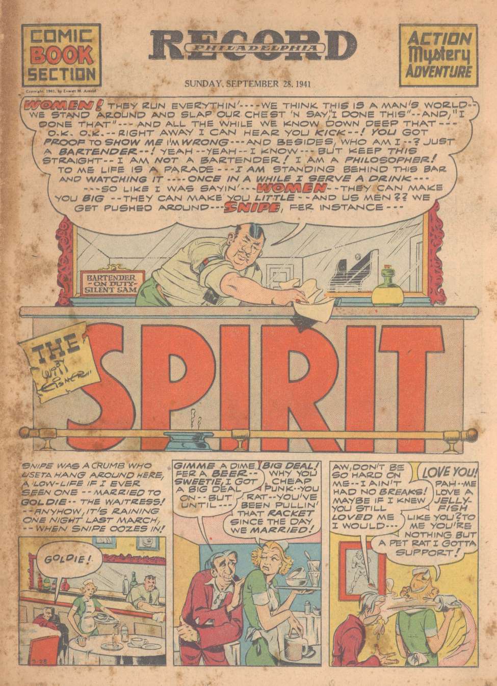 Comic Book Cover For The Spirit (1941-09-28) - Philadelphia Record - Version 2