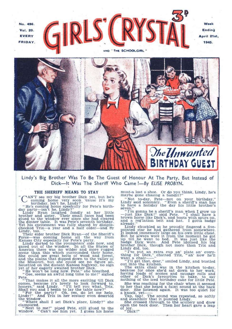 Comic Book Cover For Girls' Crystal 496 - The Unwanted Birthday Guest