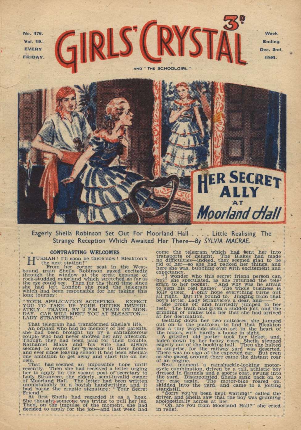 Book Cover For Girls' Crystal 476 - Her Secret Ally At Moorland Hall