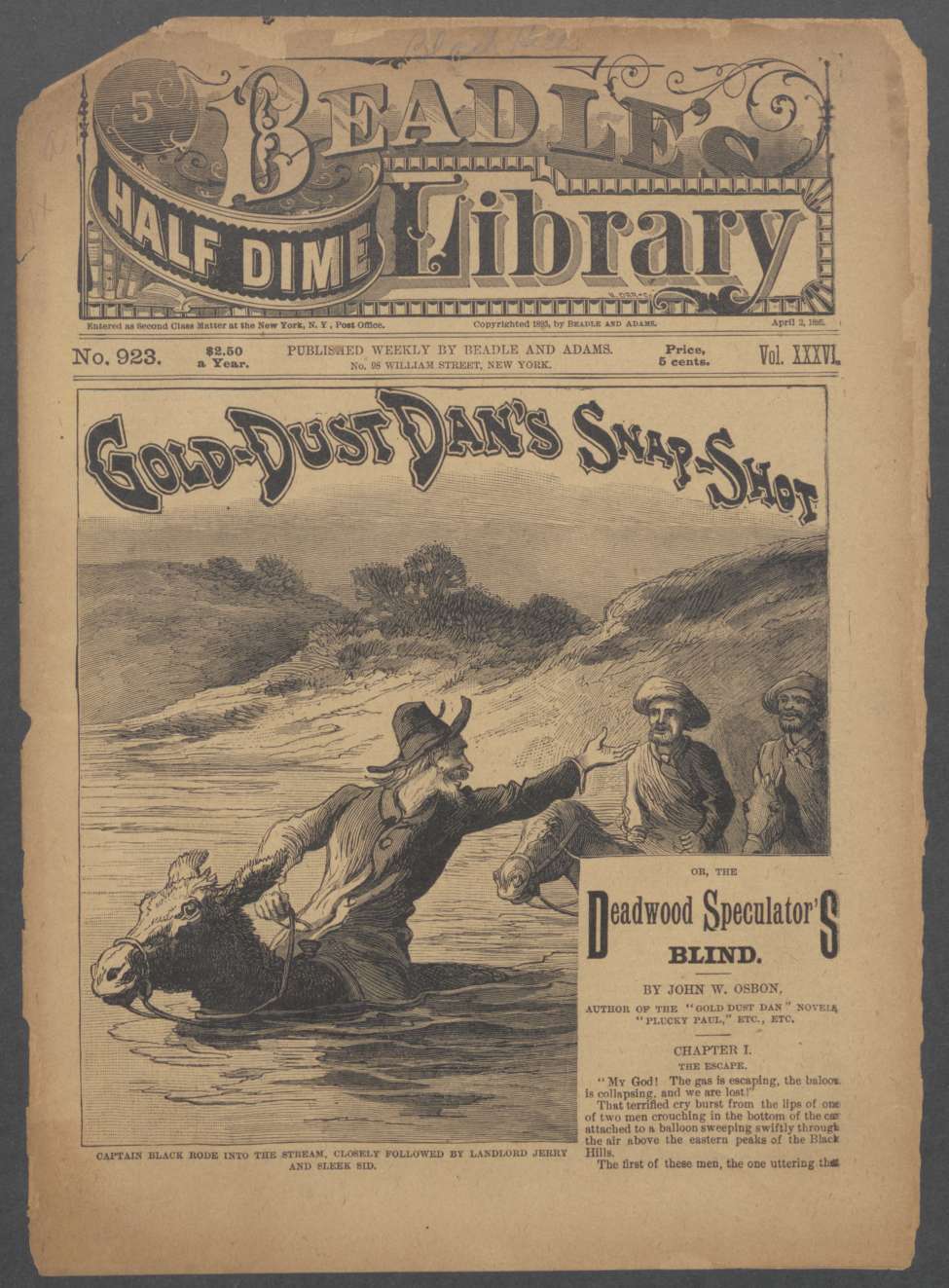 Book Cover For Beadle's Half Dime Library 923 - Gold-Dust Dan's Snap-Shot