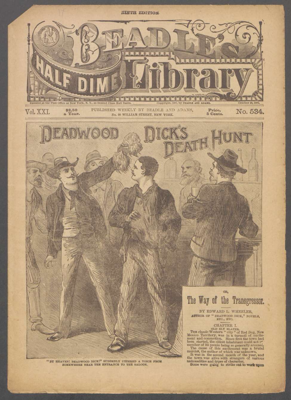 Book Cover For Beadle's Half Dime Library 534 - Deadwood Dick's Death Hunt