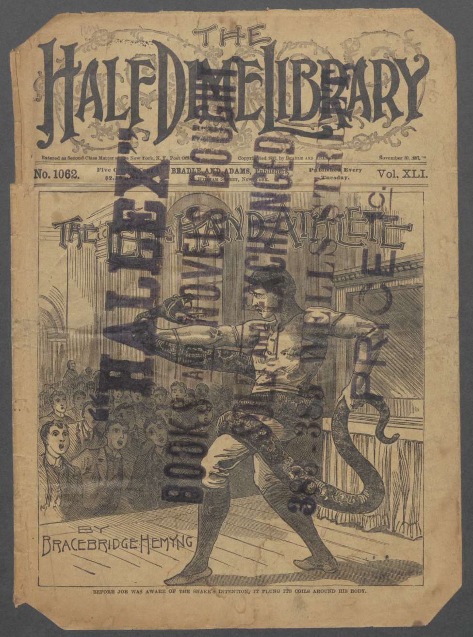 Book Cover For Beadle's Half Dime Library 1062 - The Left-Hand Athlete