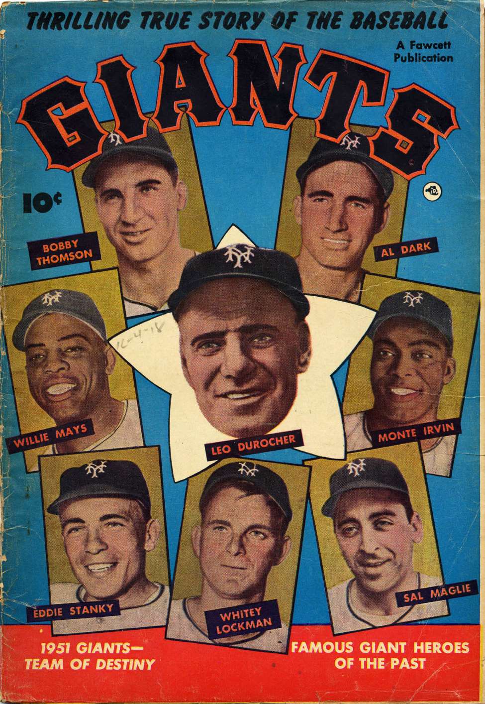 Comic Book Cover For Thrilling True Stories of the Baseball Giants