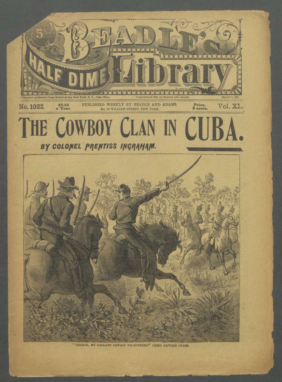 Book Cover For Beadle's Half Dime Library 1023 - The Cowboy Clan on Cuba