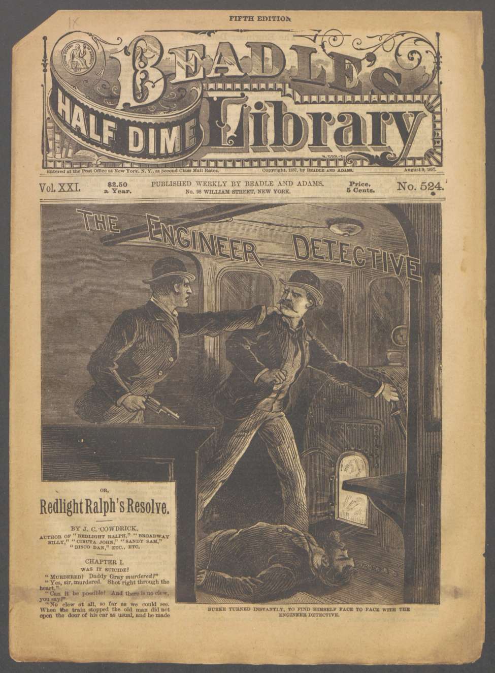 Book Cover For Beadle's Half Dime Library 524 - The Engineer Detective