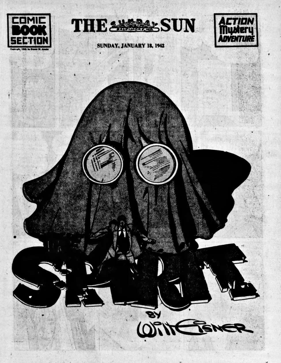 Book Cover For The Spirit (1942-01-18) - Baltimore Sun (b/w)