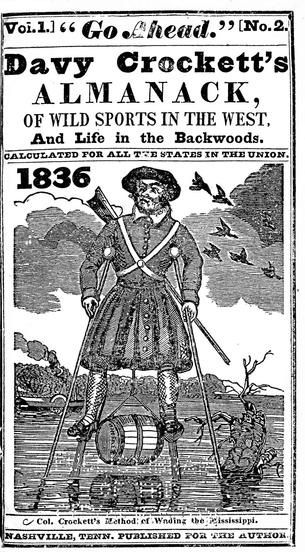 Comic Book Cover For Davy Crockett's Almanack 1836