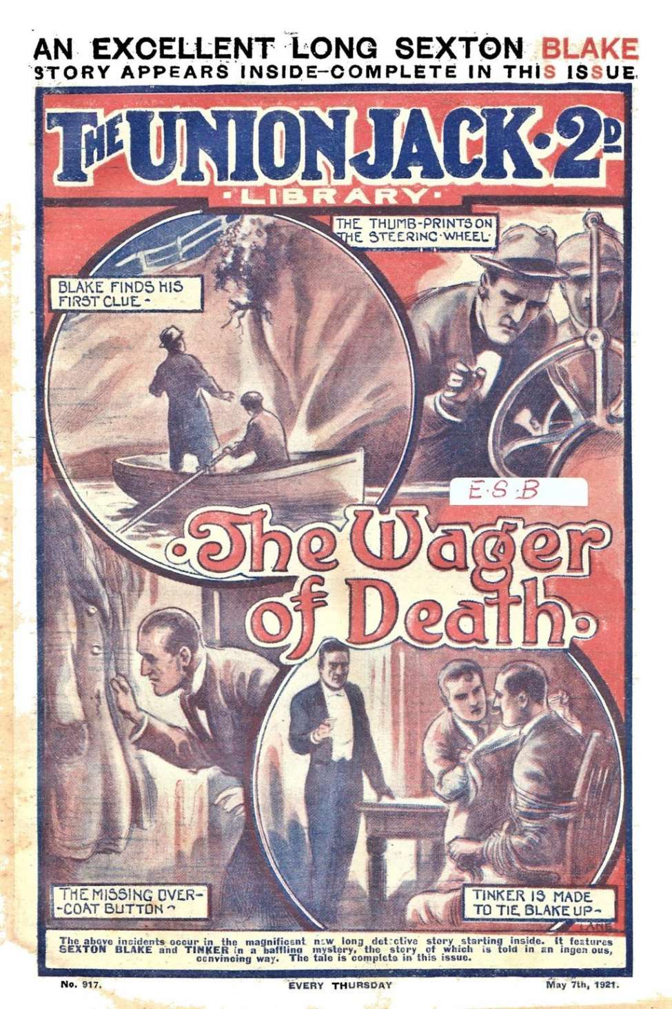 Book Cover For Union Jack 917 - The Wager of Death