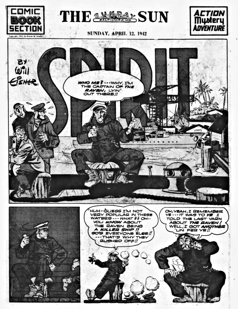 Comic Book Cover For The Spirit (1942-04-12) - Baltimore Sun (b/w)
