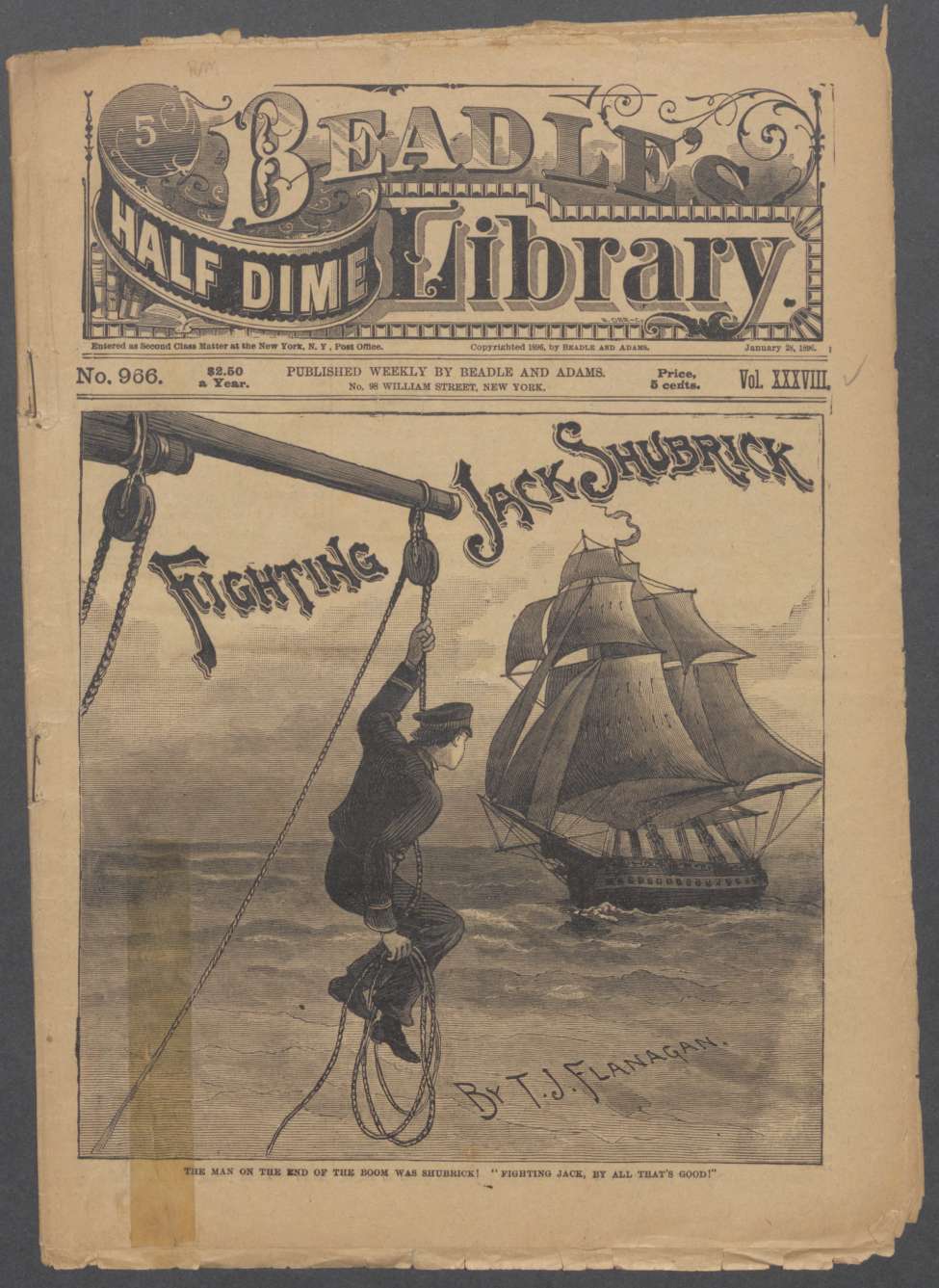 Book Cover For Beadle's Half Dime Library 966 - Fighting Jack Shubrick