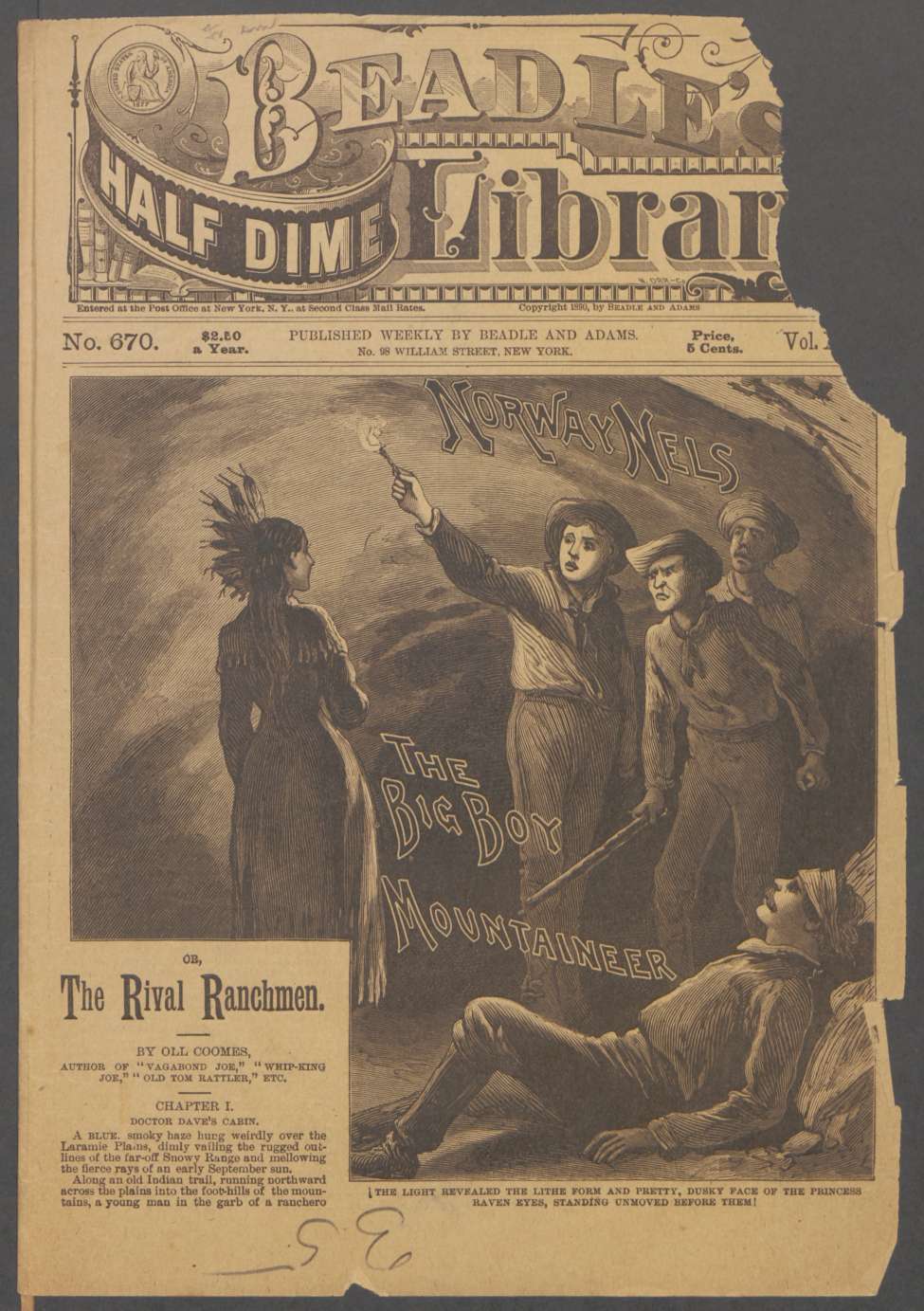 Book Cover For Beadle's Half Dime Library 670 - Norway Nels, the Big Boy Mountaineer