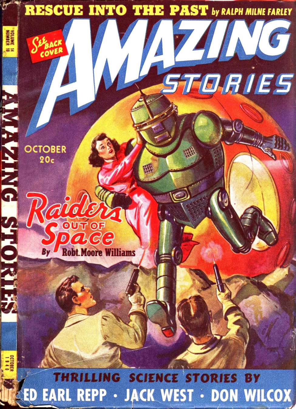 Comic Book Cover For Amazing Stories v14 10 - Raiders Out of Space - Robert Moore Williams