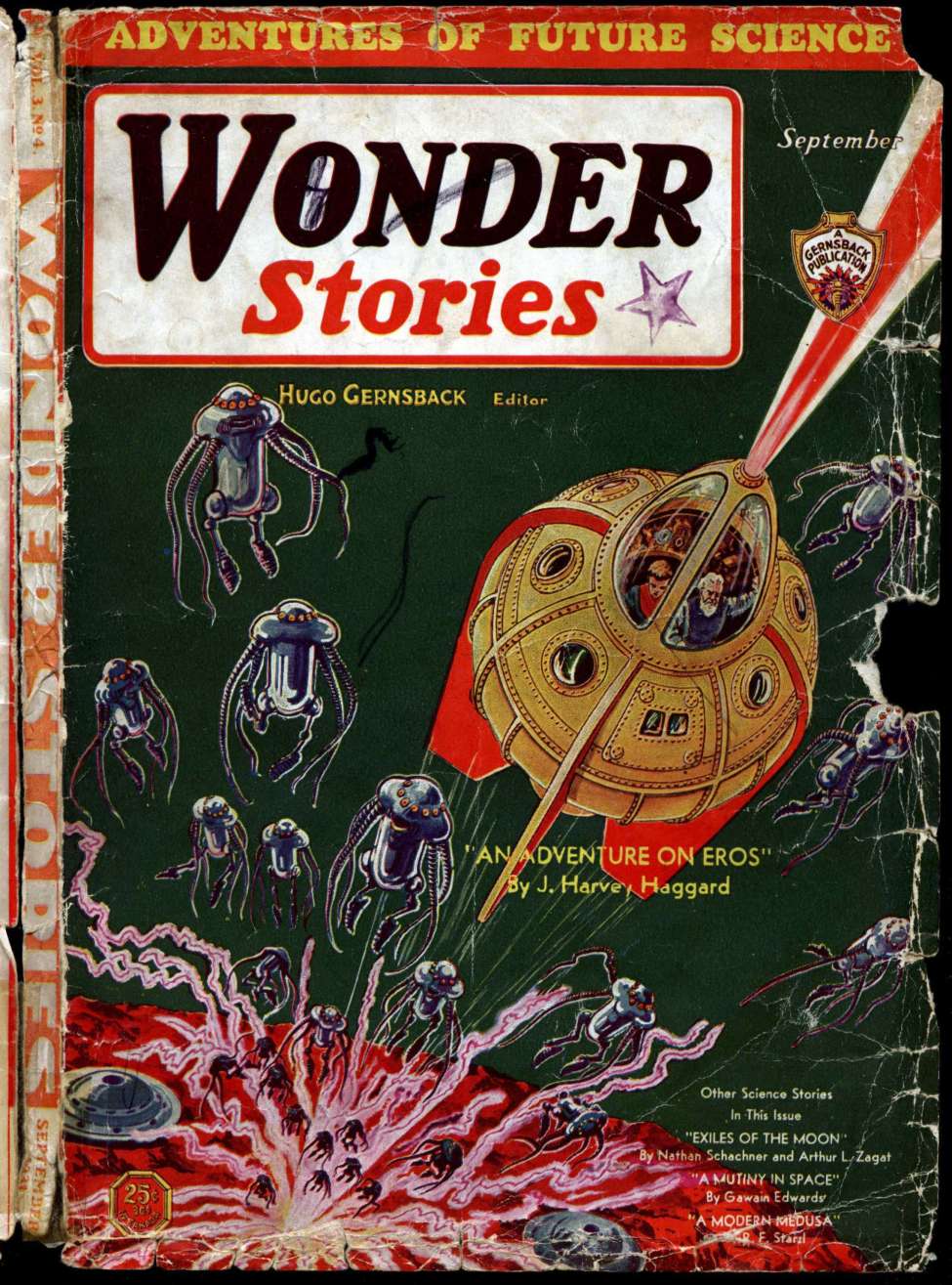 Book Cover For Wonder Stories v3 4 - Exiles of the Moon - Nat Schachner
