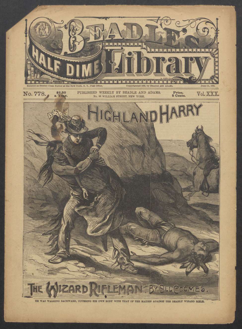 Book Cover For Beadle's Half Dime Library 778 - Highland Harry, the Wizard Rifleman