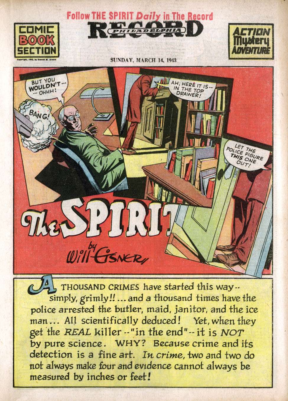 Comic Book Cover For The Spirit (1943-03-14) - Philadelphia Record