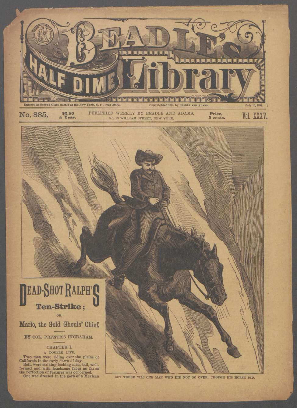 Book Cover For Beadle's Half Dime Library 885 - Dead-Shot Ralph's Ten-Strike
