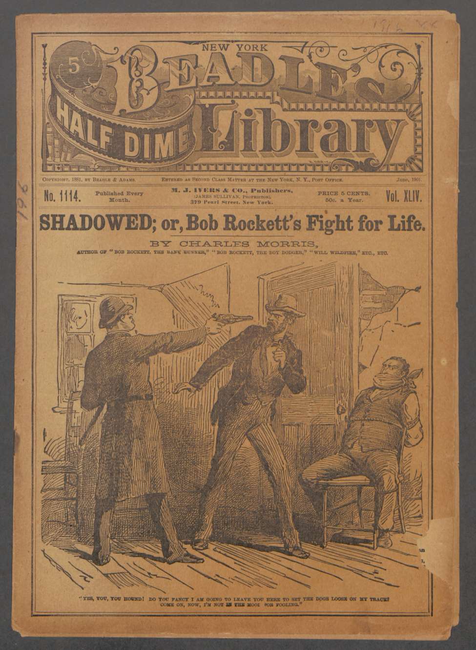 Book Cover For Beadle's Half Dime Library 1114 - Shadowed