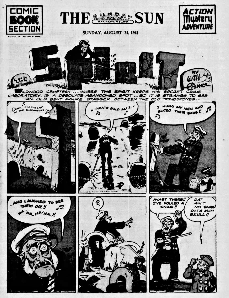 Book Cover For The Spirit (1941-08-24) - Baltimore Sun (b/w)