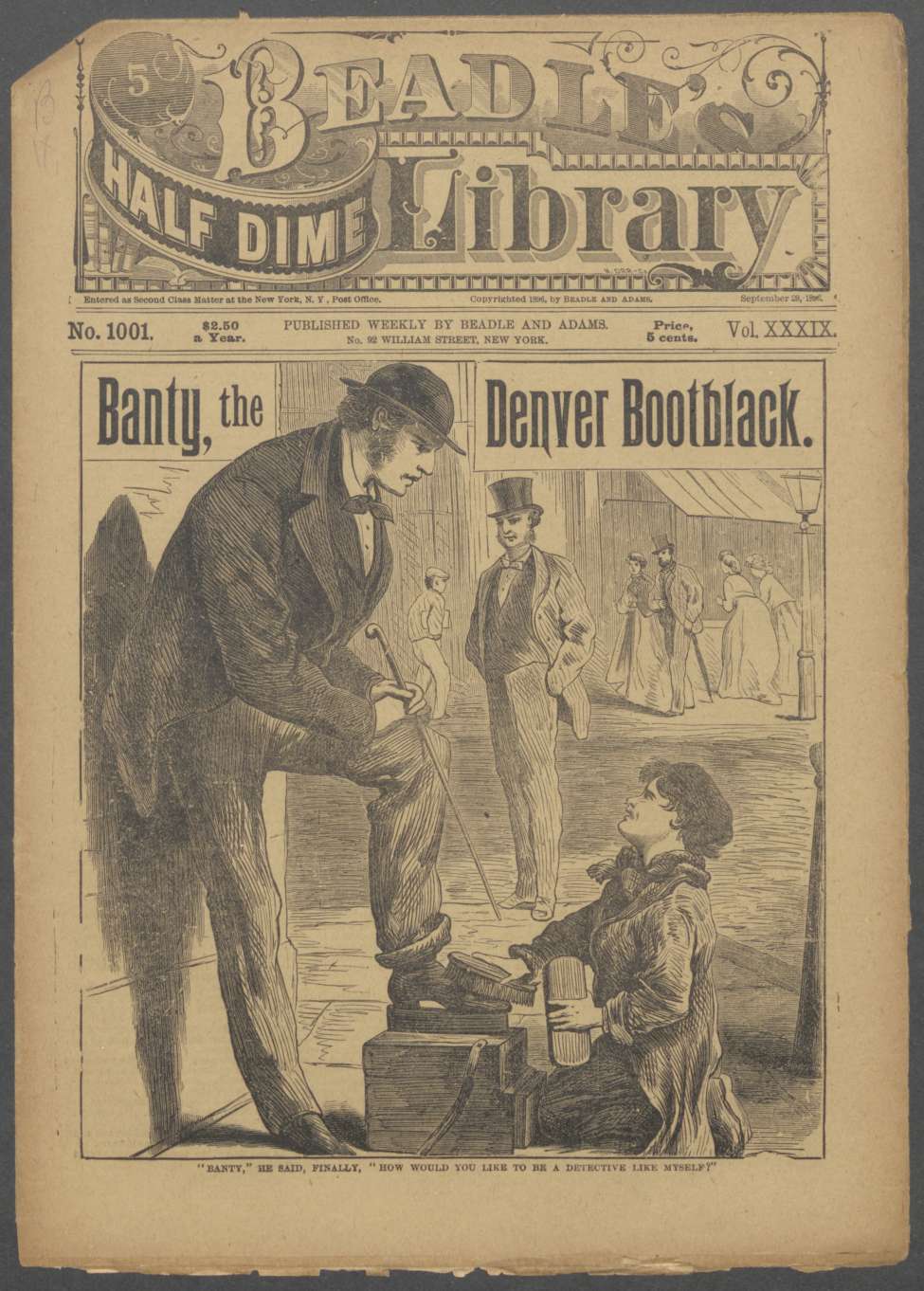 Book Cover For Beadle's Half Dime Library 1001 - Banty, the Denver Bootblack
