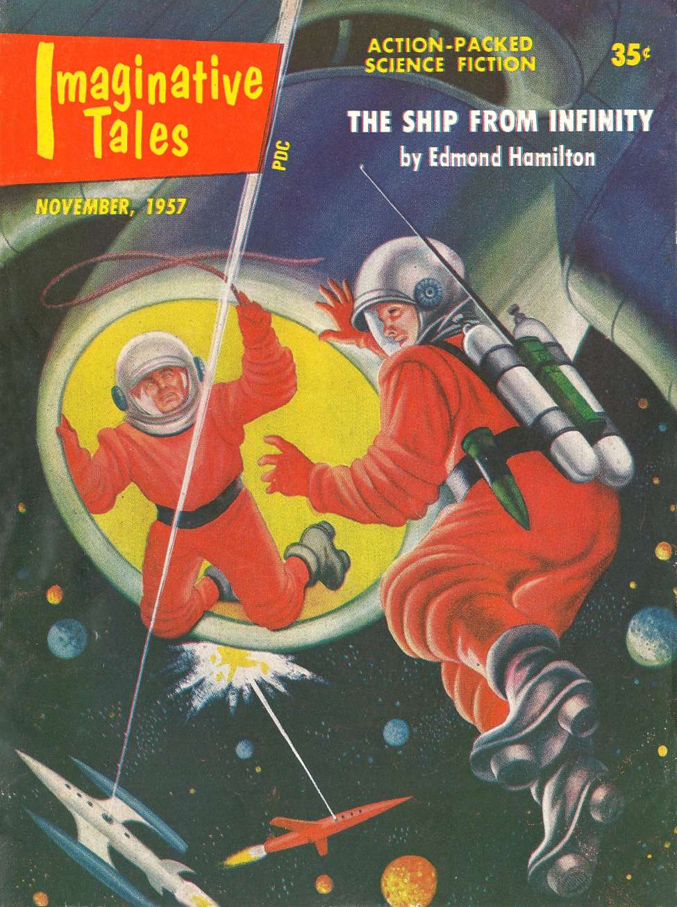 Comic Book Cover For Imaginative Tales v4 6 - The Ship from Infinity - Edmond Hamilton