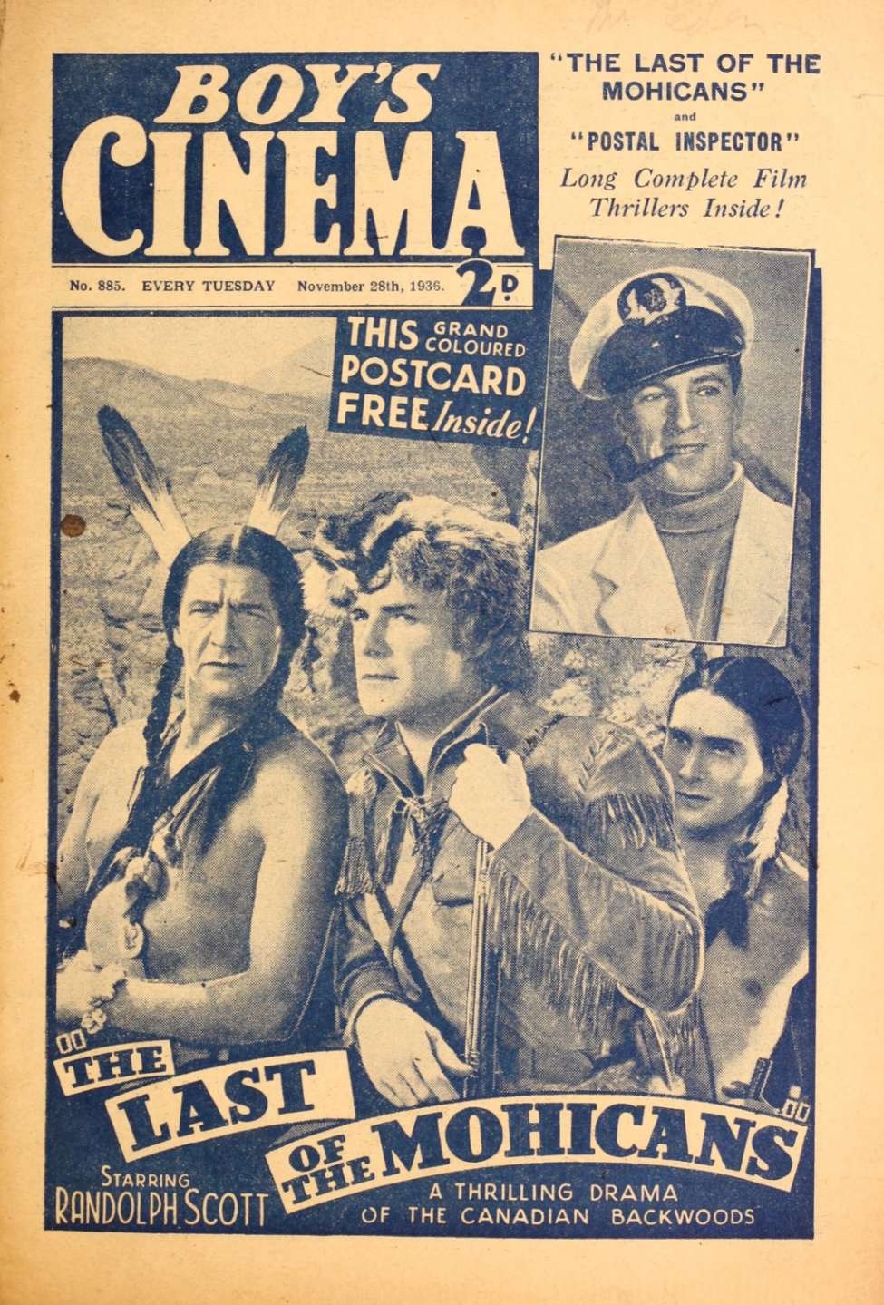 Comic Book Cover For Boy's Cinema 885 - The Last of the Mohicans - Randolph Scott